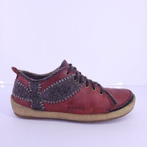 Merrell Milan Women's 6 Burnt Red Leather Wool Casual Shoes Lace Up J70642 Used